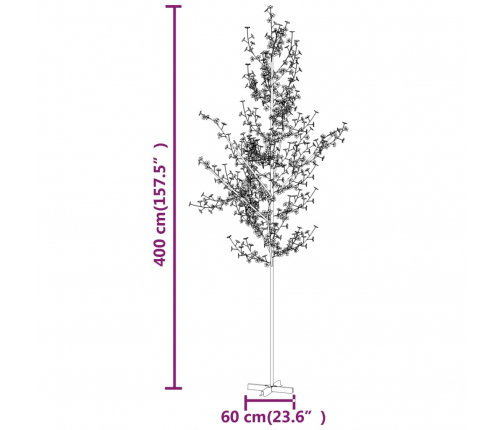 vidaXL mākslīgais ķirsis, 672 silti baltas LED, 400 cm