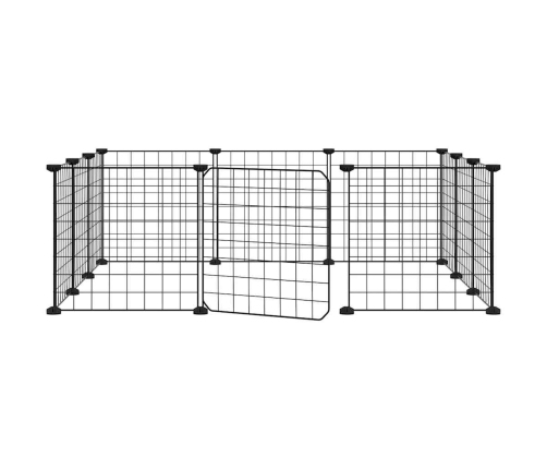 vidaXL 12 paneļu mājdzīvnieku būris, melns, 35x35 cm, tērauds