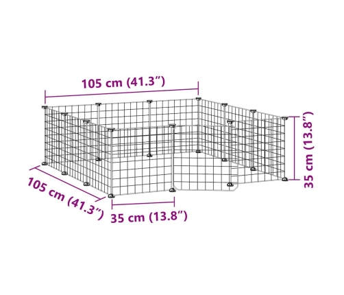 vidaXL 12 paneļu mājdzīvnieku būris, melns, 35x35 cm, tērauds