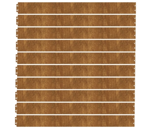 vidaXL zālāju apmales, 10 gab., 10x103 cm, elastīgs kortena tērauds