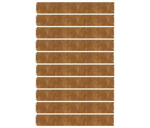 vidaXL zālāju apmales, 10 gab., 15x103 cm, elastīgs kortena tērauds