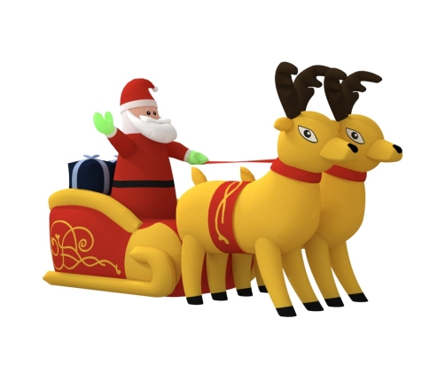 vidaXL piepūšama Ziemassvētku dekorācija, Salavecis un brieži, 130 cm