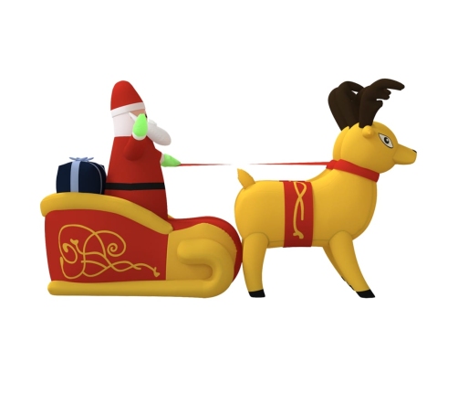 vidaXL piepūšama Ziemassvētku dekorācija, Salavecis un brieži, 130 cm