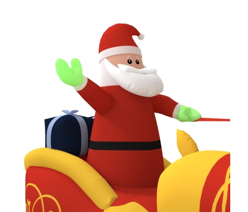 vidaXL piepūšama Ziemassvētku dekorācija, Salavecis un brieži, 130 cm