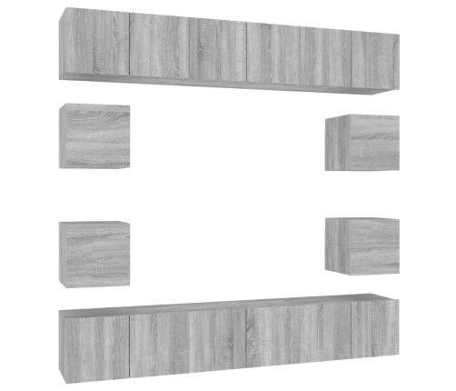 10-Daļīgs Tv Skapīšu Komplekts, Pelēka Ozola, Inženierijas Koks Vidaxl