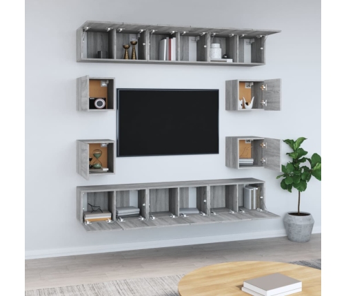10-Daļīgs Tv Skapīšu Komplekts, Pelēka Ozola, Inženierijas Koks Vidaxl