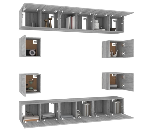 10-Daļīgs Tv Skapīšu Komplekts, Pelēka Ozola, Inženierijas Koks Vidaxl