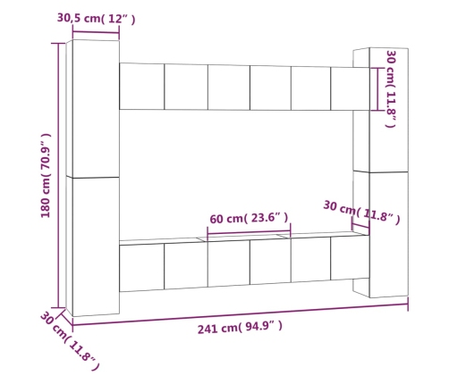 10-Daļīgs Tv Skapīšu Komplekts, Ozola Krāsa, Inženierijas Koks Vidaxl