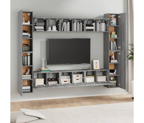 10-Daļīgs Tv Skapīšu Komplekts, Pelēka Ozola, Inženierijas Koks Vidaxl