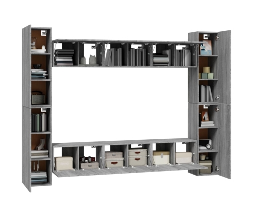 10-Daļīgs Tv Skapīšu Komplekts, Pelēka Ozola, Inženierijas Koks Vidaxl