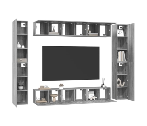 10-Daļīgs Tv Skapīšu Komplekts, Pelēka Ozola, Inženierijas Koks Vidaxl