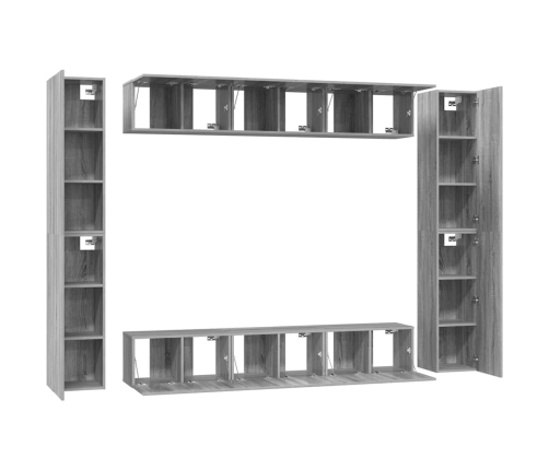 10-Daļīgs Tv Skapīšu Komplekts, Pelēka Ozola, Inženierijas Koks Vidaxl