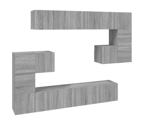 10-Daļīgs Tv Skapīšu Komplekts, Pelēka Ozola, Inženierijas Koks Vidaxl