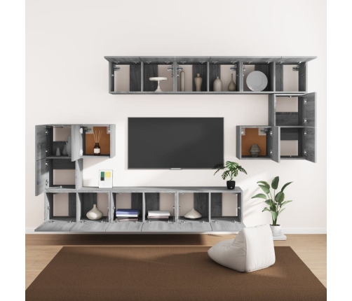 10-Daļīgs Tv Skapīšu Komplekts, Pelēka Ozola, Inženierijas Koks Vidaxl