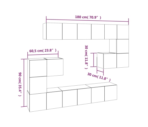 10-Daļīgs Tv Skapīšu Komplekts, Pelēka Ozola, Inženierijas Koks Vidaxl