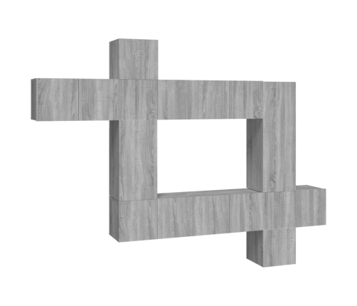10-Daļīgs Tv Skapīšu Komplekts, Pelēka Ozola, Inženierijas Koks Vidaxl