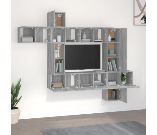 10-Daļīgs Tv Skapīšu Komplekts, Pelēka Ozola, Inženierijas Koks Vidaxl