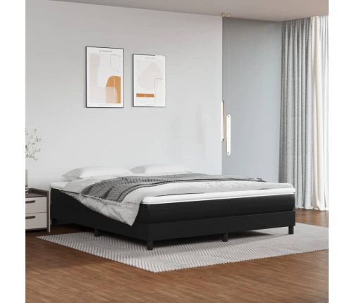 vidaXL kabatu atsperu matracis, melns, 180x200x20 cm, mākslīgā āda