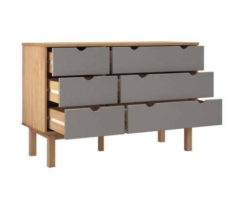 vidaXL atvilktņu skapītis OTTA, brūns, pelēks, 111x43x73,5 cm, priede