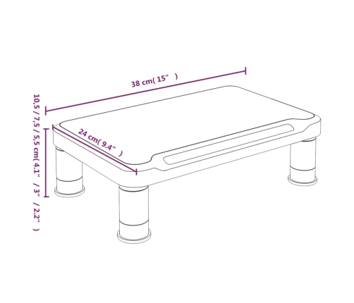 vidaXL monitora paliktnis, melns, 38x24x10,5 cm