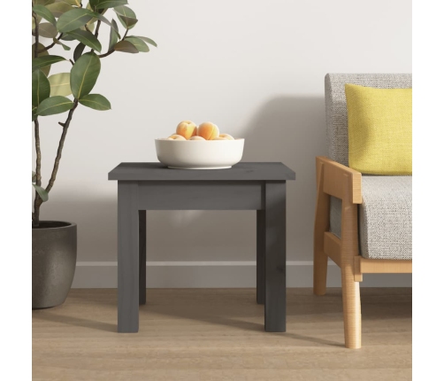 vidaXL kafijas galdiņš, pelēks, 35x35x30 cm, priedes masīvkoks