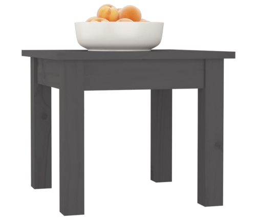 vidaXL kafijas galdiņš, pelēks, 35x35x30 cm, priedes masīvkoks