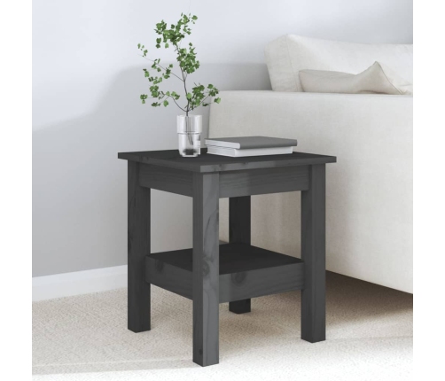 vidaXL kafijas galdiņš, pelēks, 35x35x40 cm, priedes masīvkoks