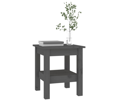vidaXL kafijas galdiņš, pelēks, 35x35x40 cm, priedes masīvkoks