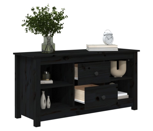 vidaXL TV skapītis, melns, 103x36,5x52 cm, priedes masīvkoks