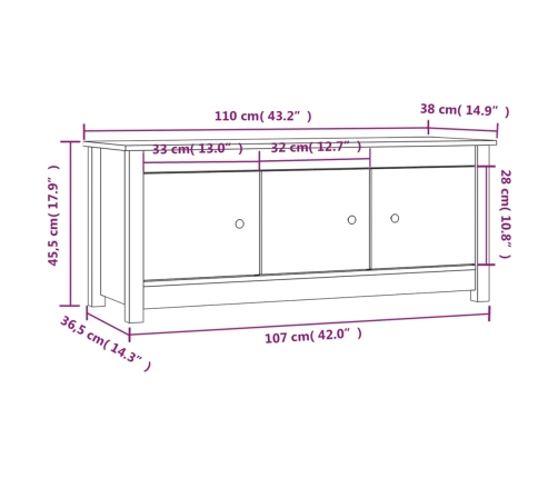 vidaXL apavu skapītis, 110x38x45,5 cm, priedes masīvkoks