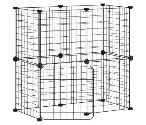 vidaXL 12 paneļu mājdzīvnieku būris, melns, 35x35 cm, tērauds
