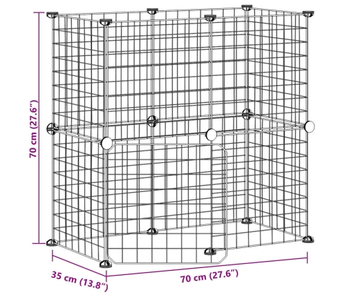 vidaXL 12 paneļu mājdzīvnieku būris, melns, 35x35 cm, tērauds