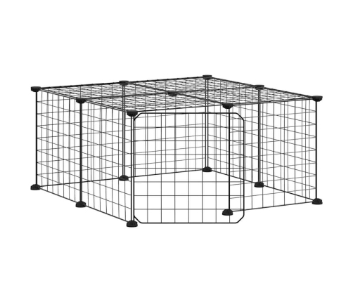 vidaXL 12 paneļu mājdzīvnieku būris, melns, 35x35 cm, tērauds