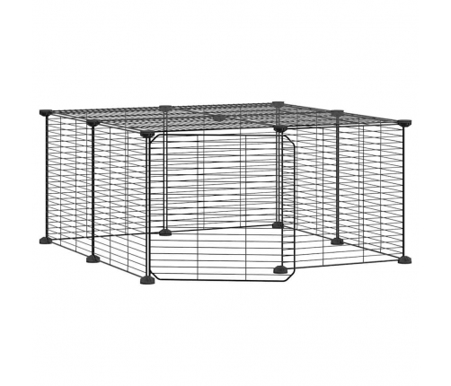 vidaXL 12 paneļu mājdzīvnieku būris, melns, 35x35 cm, tērauds