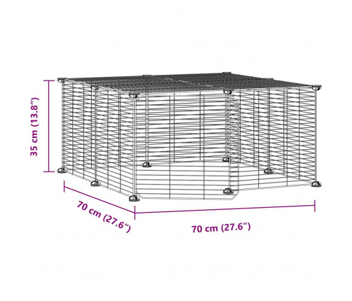vidaXL 12 paneļu mājdzīvnieku būris, melns, 35x35 cm, tērauds