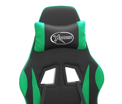 vidaXL datorspēļu krēsls, melna un zaļa mākslīgā āda