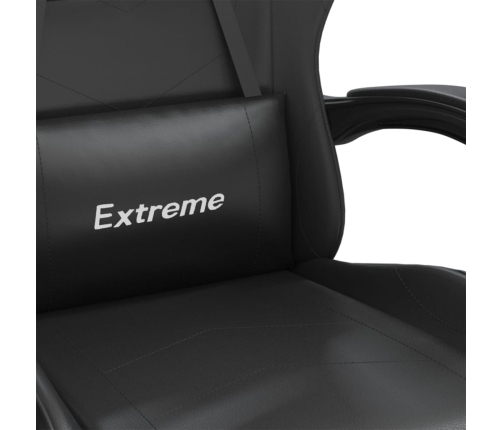 vidaXL datorspēļu krēsls ar kāju balstu, melna mākslīgā āda