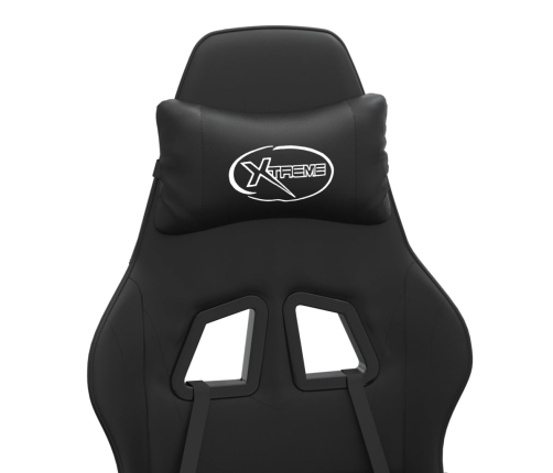 vidaXL datorspēļu krēsls ar kāju balstu, melna mākslīgā āda