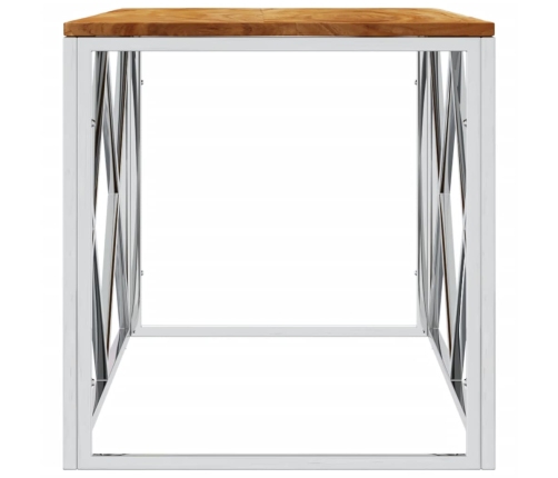 vidaXL kafijas galdiņš, nerūsējošs tērauds, akācijas masīvkoks