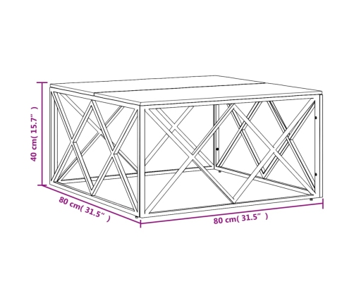 vidaXL kafijas galdiņš, nerūsējošs tērauds, pārstrādāts masīvkoks