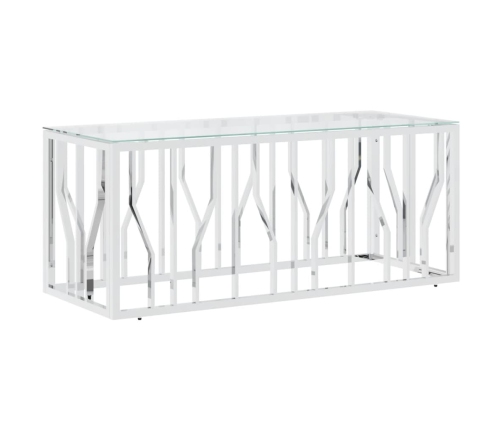 vidaXL kafijas galdiņš, 110x45x45 cm, nerūsējošs tērauds un stikls