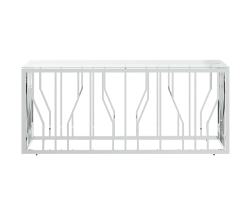 vidaXL kafijas galdiņš, 110x45x45 cm, nerūsējošs tērauds un stikls