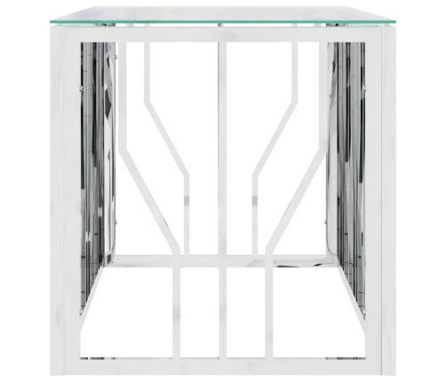 vidaXL kafijas galdiņš, 110x45x45 cm, nerūsējošs tērauds un stikls