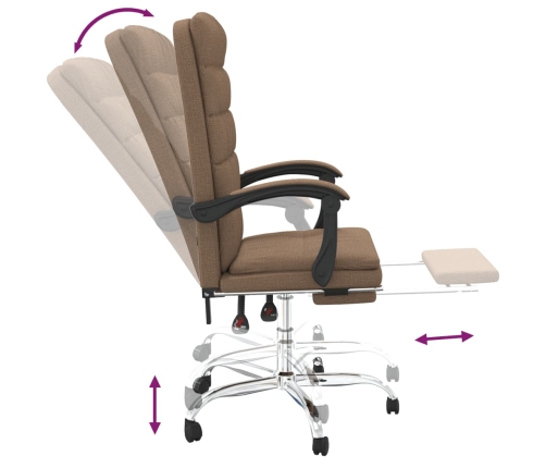 vidaXL biroja krēsls, atgāžams, brūns audums