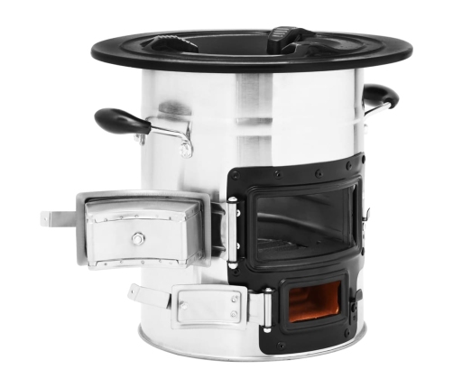 vidaXL kempinga malkas plīts, sudraba krāsā, 51,5x35x30,5 cm, tērauds