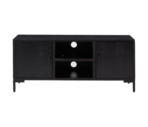 vidaXL TV plaukts, melns, 110x35x48 cm, priedes masīvkoks