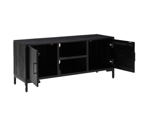 vidaXL TV plaukts, melns, 110x35x48 cm, priedes masīvkoks