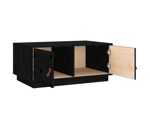 vidaXL kafijas galdiņš, melns, 80x50x35 cm, priedes masīvkoks