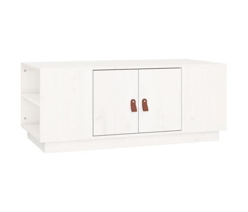 vidaXL kafijas galdiņš, balts, 100x50x41 cm, priedes masīvkoks