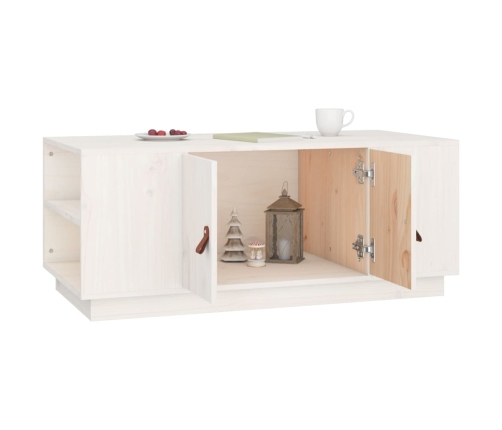 vidaXL kafijas galdiņš, balts, 100x50x41 cm, priedes masīvkoks